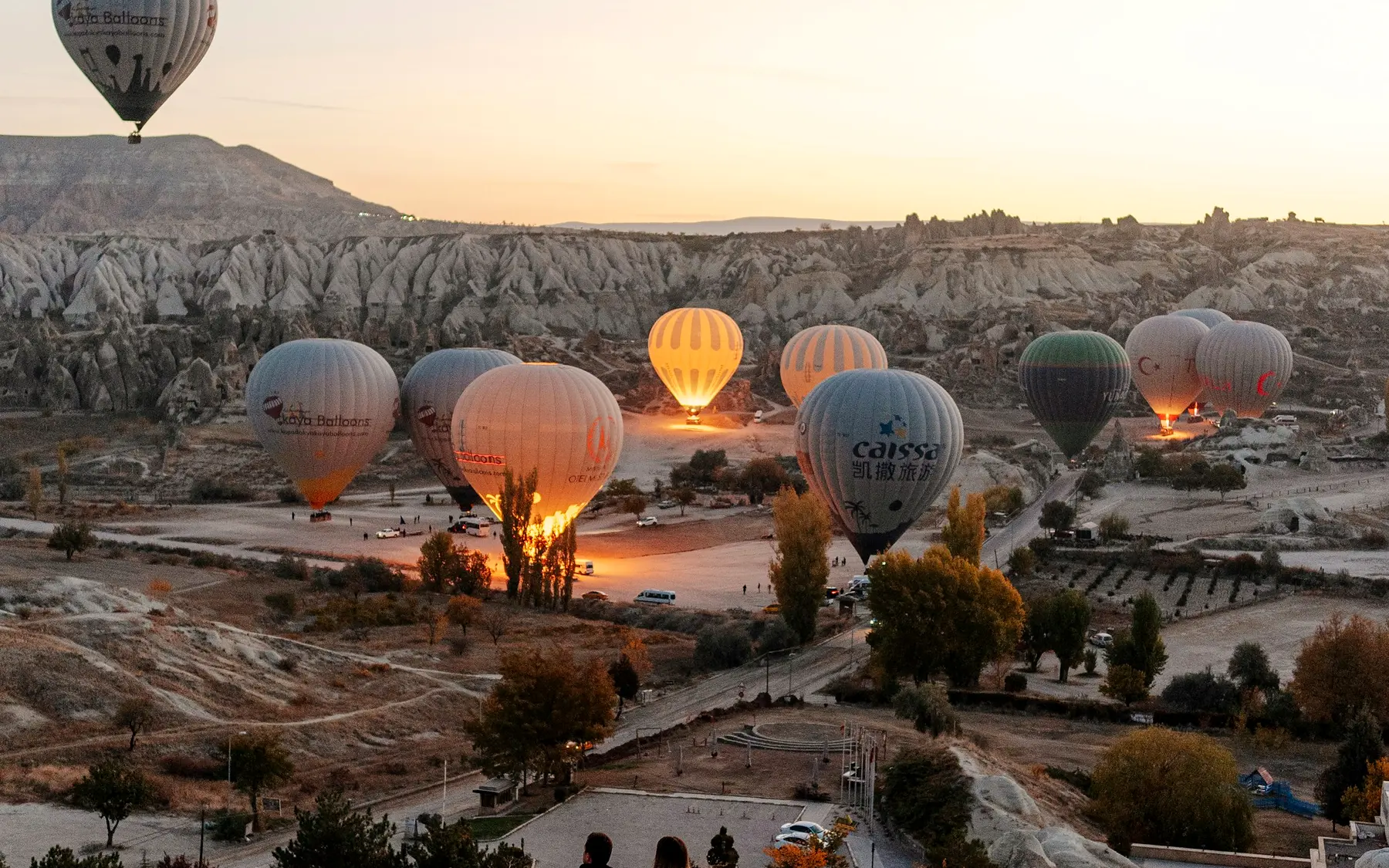 Hot air balloons over the valleys of Cappadocia, Turkey